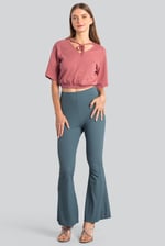 Women's Supper Stretch Zip Details Flare Leggings