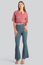 Women's Supper Stretch Zip Details Flare Leggings