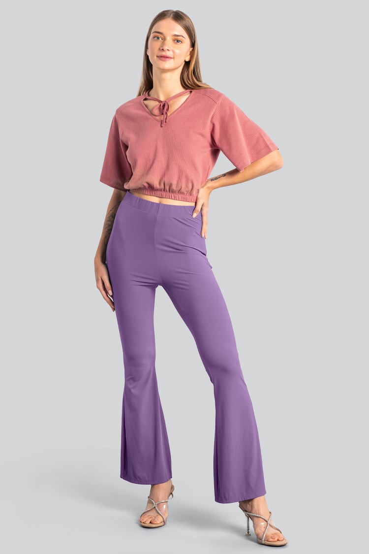 Women's Supper Stretch Zip Details Flare Leggings