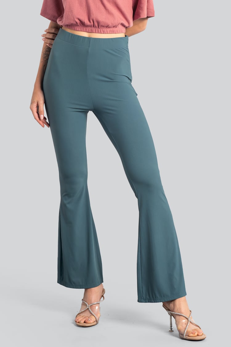 Women's Supper Stretch Zip Details Flare Leggings