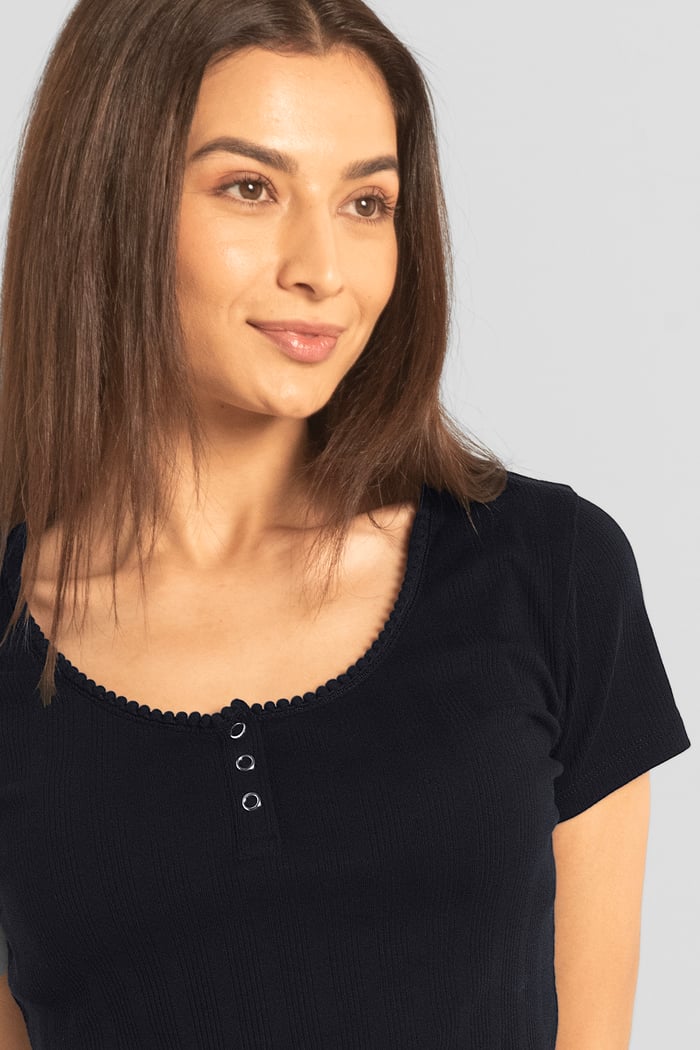 Snap Button Details Crop Tank Top