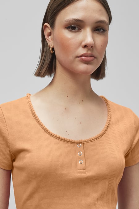 Yellow Snap Button Details Crop Tank Top