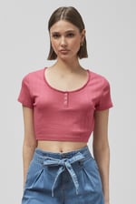 Snap Button Details Crop Tank Top