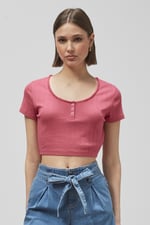 Snap Button Details Crop Tank Top