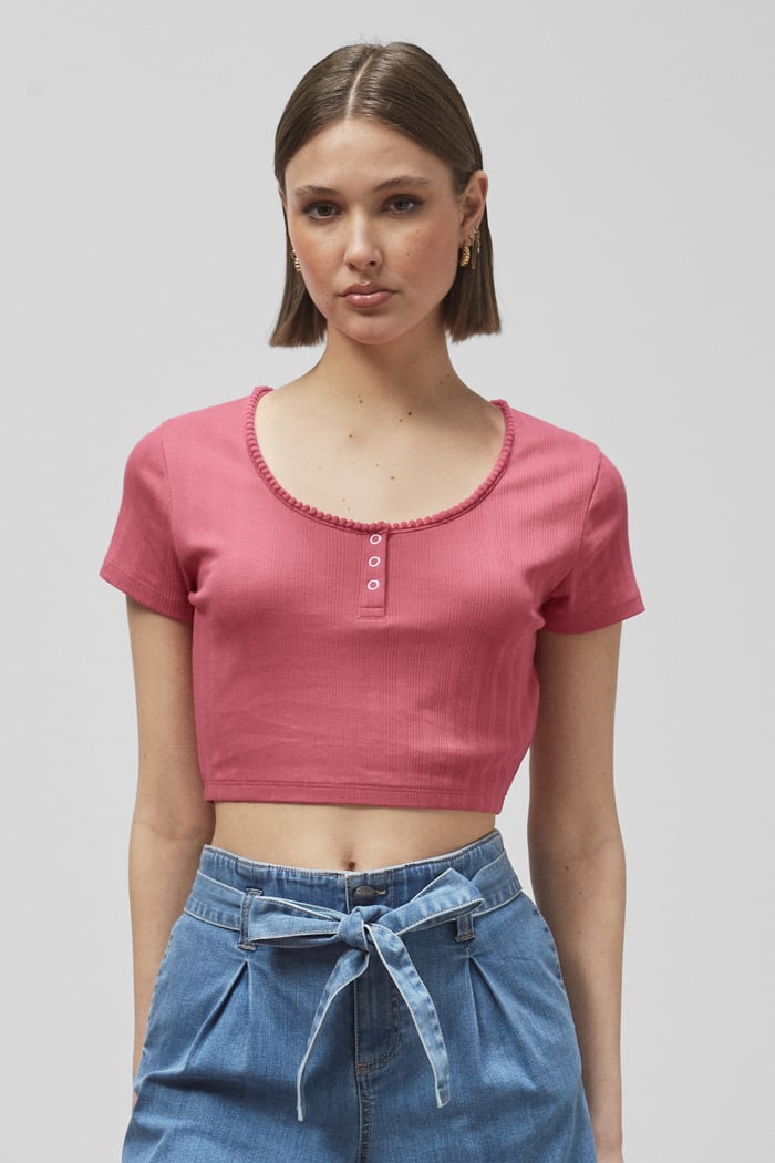 Snap Button Details Crop Tank Top