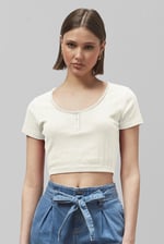 Snap Button Details Crop Tank Top