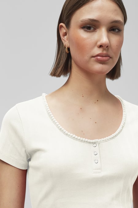 White Snap Button Details Crop Tank Top