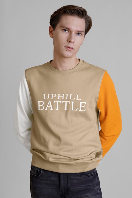 Men’s White Colour Block Sweatshirt