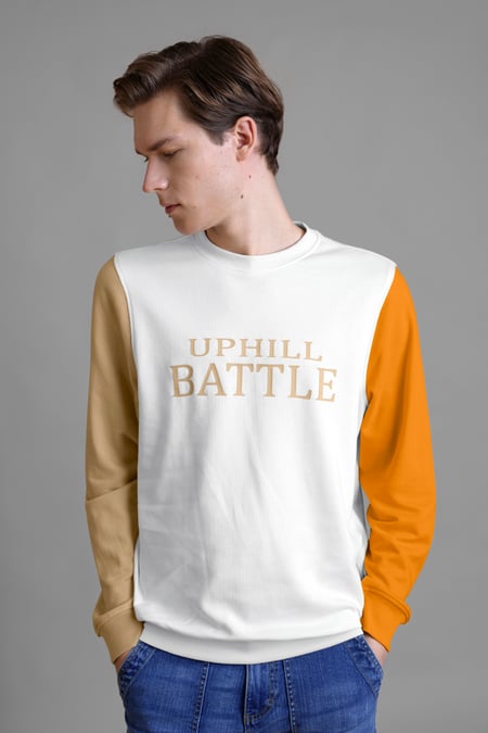 Men’s White Colour Block Sweatshirt