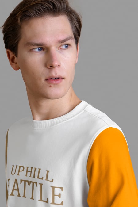 Men’s White Colour Block Sweatshirt
