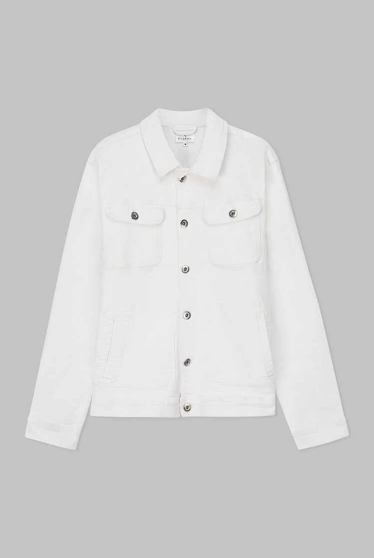 Mens Oversized White Denim Jacket