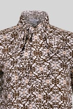 Ornate Print Tie-Neck Shirt With Zip Front