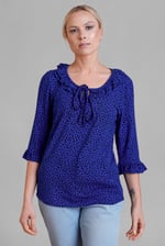 Women's Polka Dot  Prints  Frill Neck Jersey Blouse