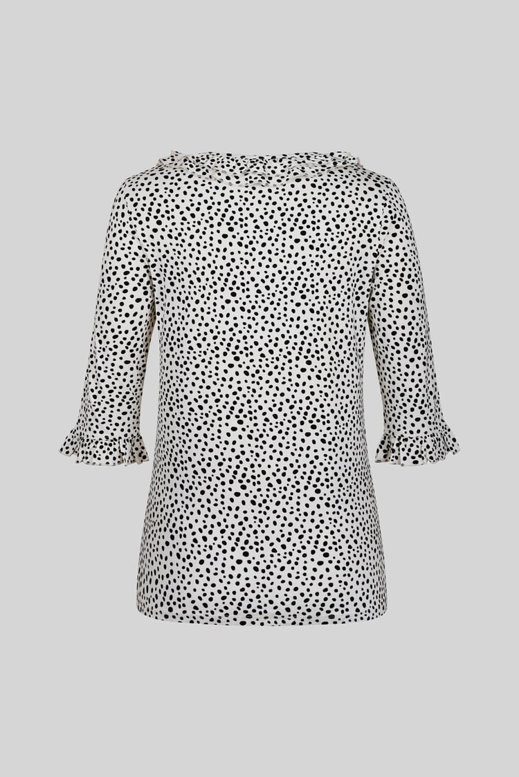 Women's Polka Dot  Prints  Frill Neck Jersey Blouse