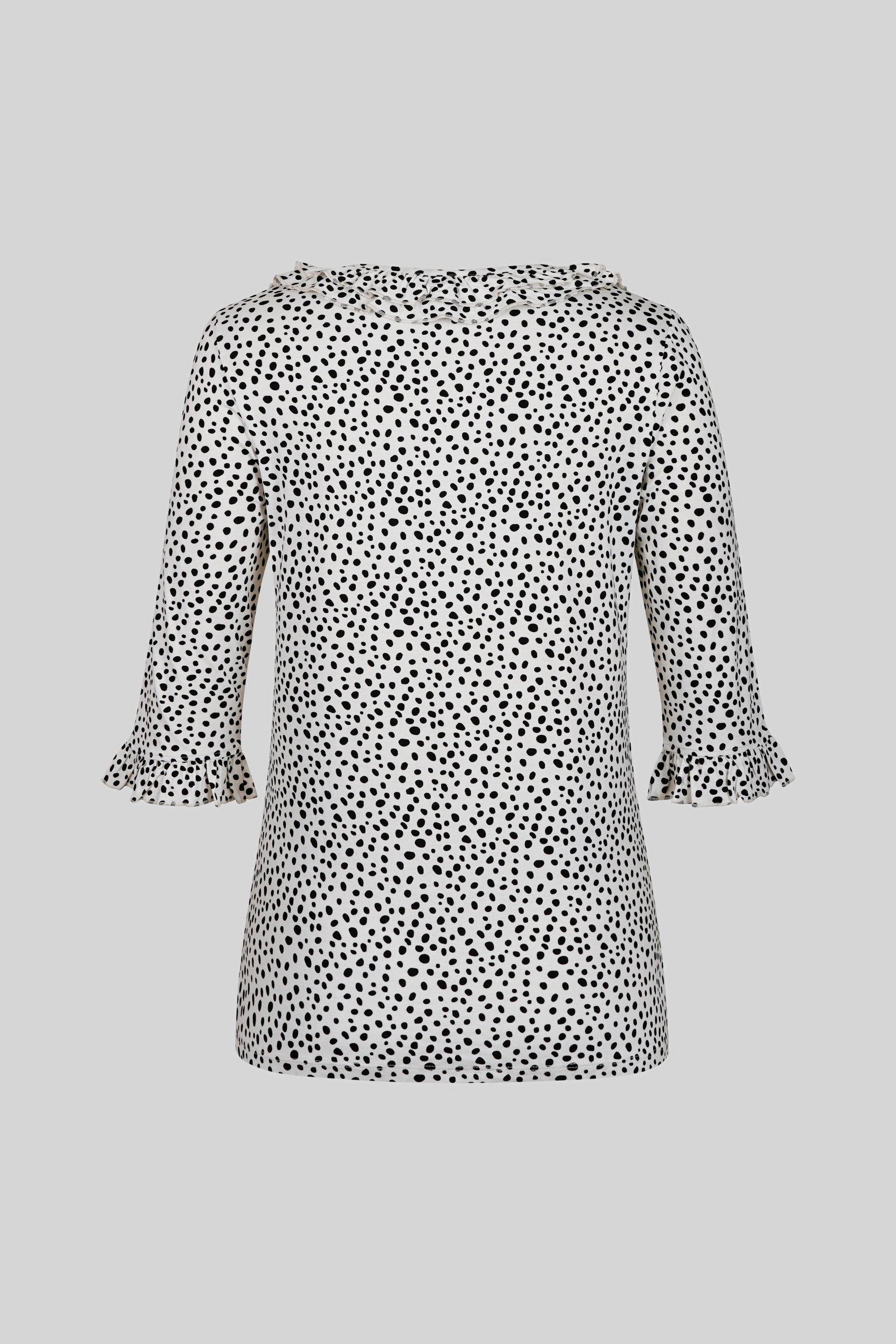 Women's Polka Dot  Prints  Frill Neck Jersey Blouse