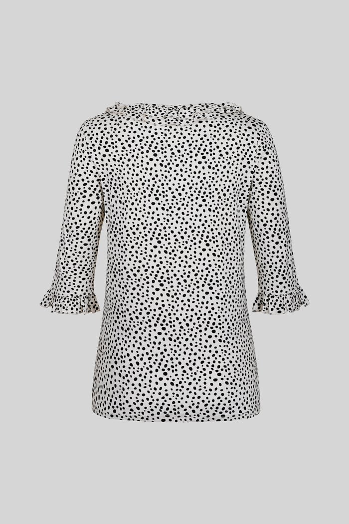 Women's Polka Dot  Prints  Frill Neck Jersey Blouse