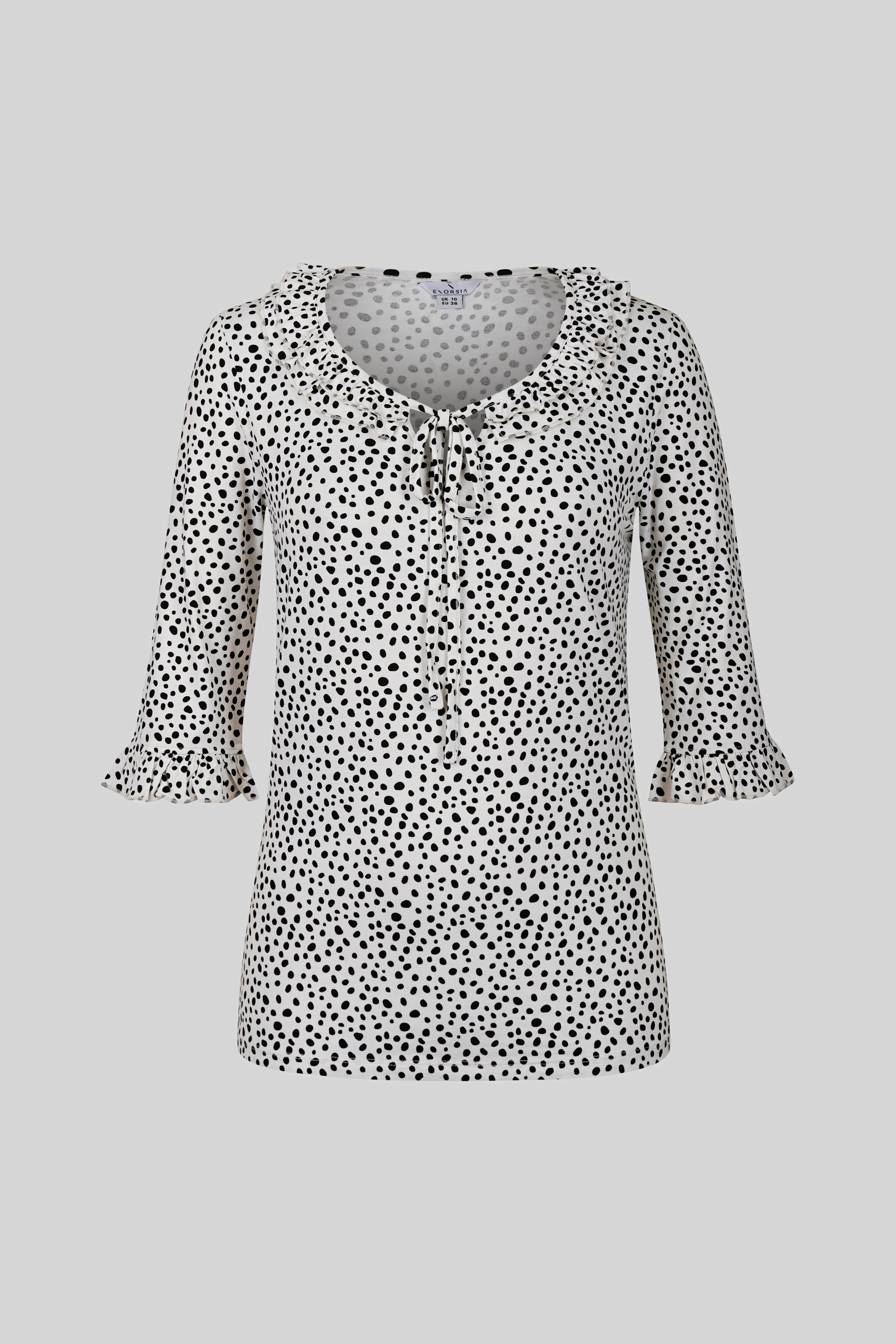 Women's Polka Dot  Prints  Frill Neck Jersey Blouse