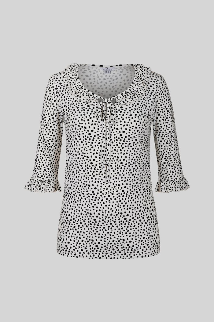 Women's Polka Dot  Prints  Frill Neck Jersey Blouse