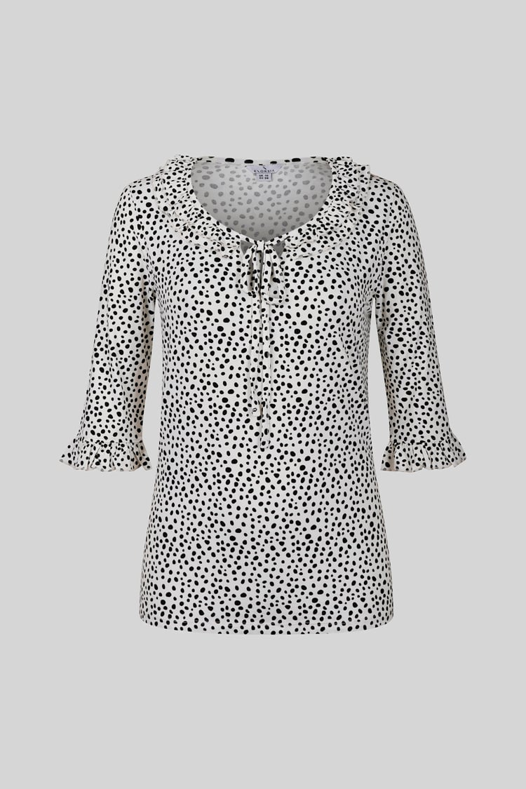 Women's Polka Dot  Prints  Frill Neck Jersey Blouse