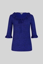 Women's Polka Dot  Prints  Frill Neck Jersey Blouse