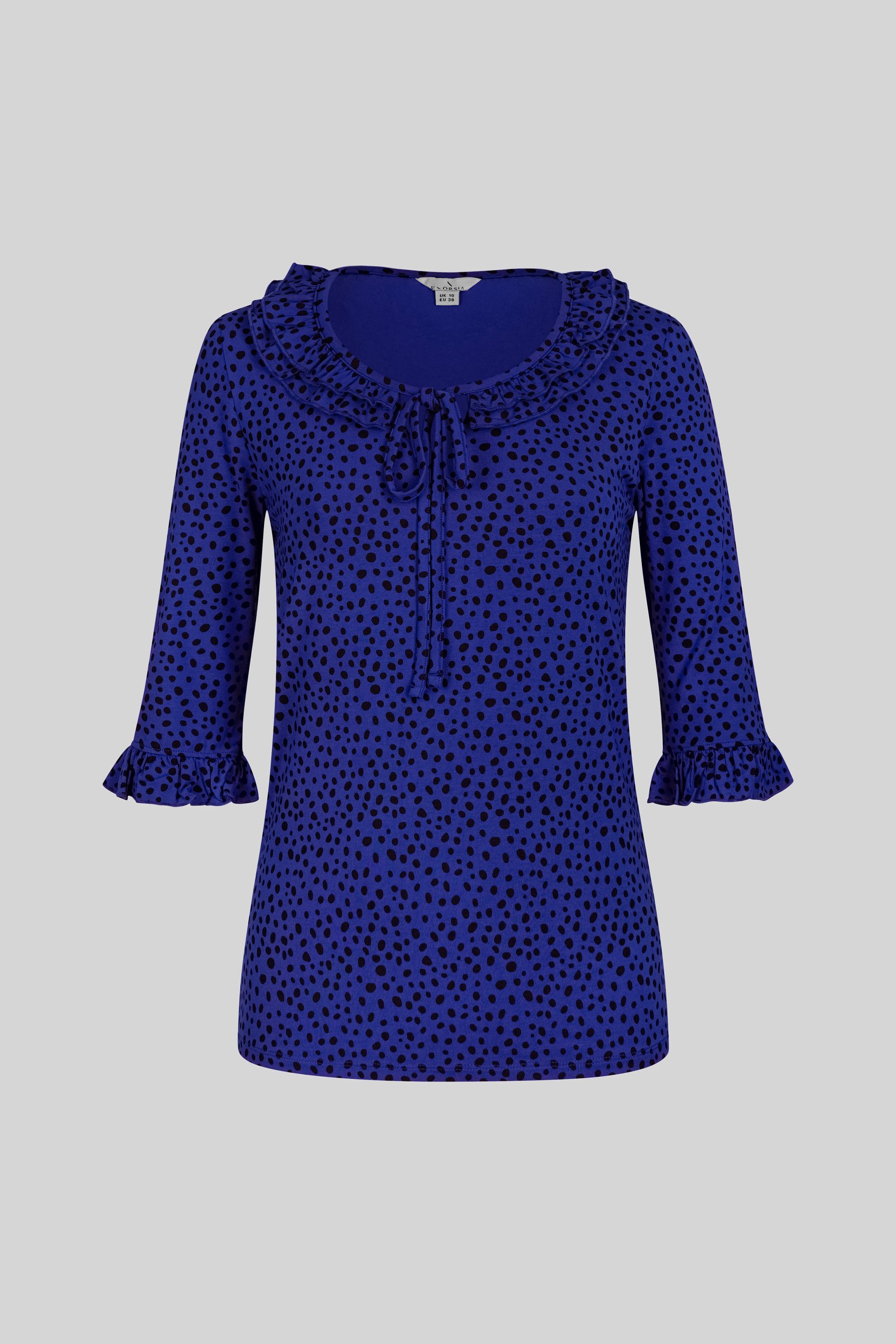 Women's Polka Dot  Prints  Frill Neck Jersey Blouse