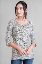 Women's Polka Dot  Prints  Frill Neck Jersey Blouse
