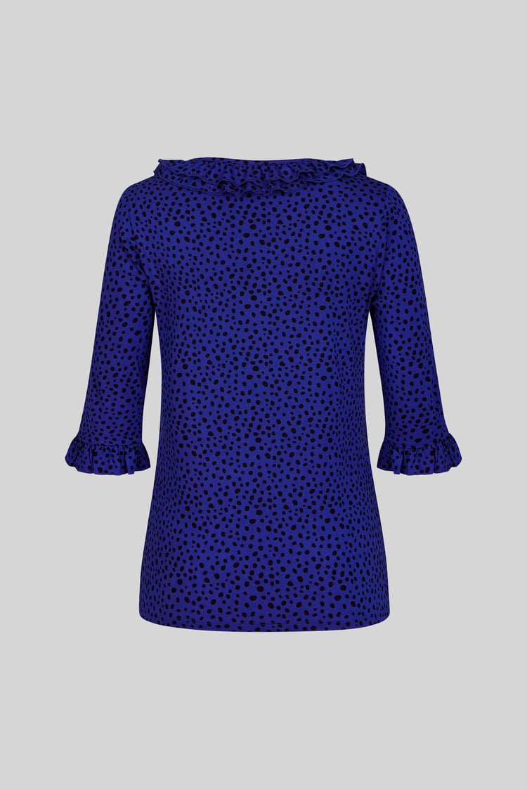 Women's Polka Dot  Prints  Frill Neck Jersey Blouse