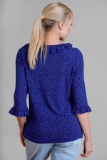 Women's Polka Dot  Prints  Frill Neck Jersey Blouse