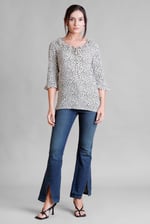 Women's Polka Dot  Prints  Frill Neck Jersey Blouse