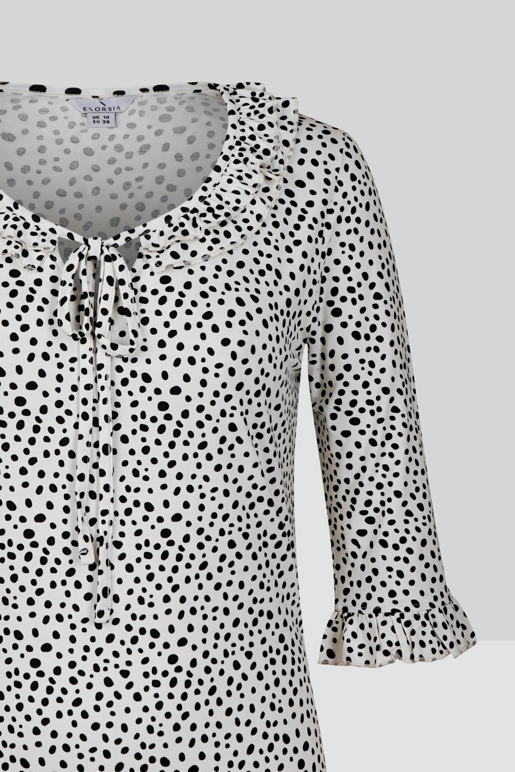 Women's Polka Dot  Prints  Frill Neck Jersey Blouse