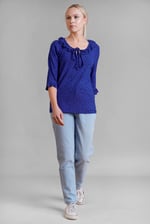 Women's Polka Dot  Prints  Frill Neck Jersey Blouse