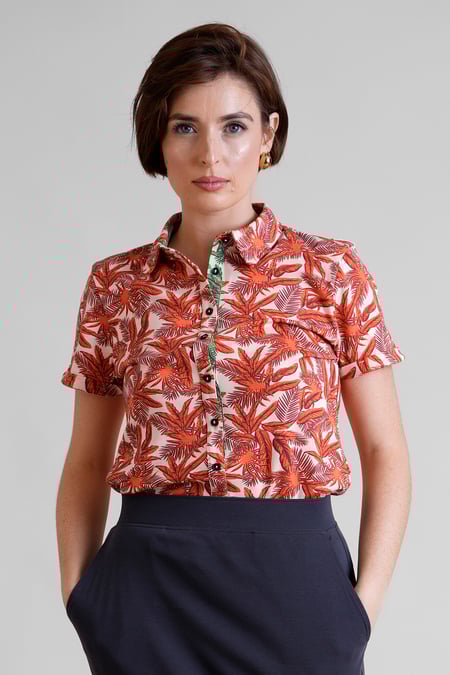 Leaf Printed Semi Crop Shirts