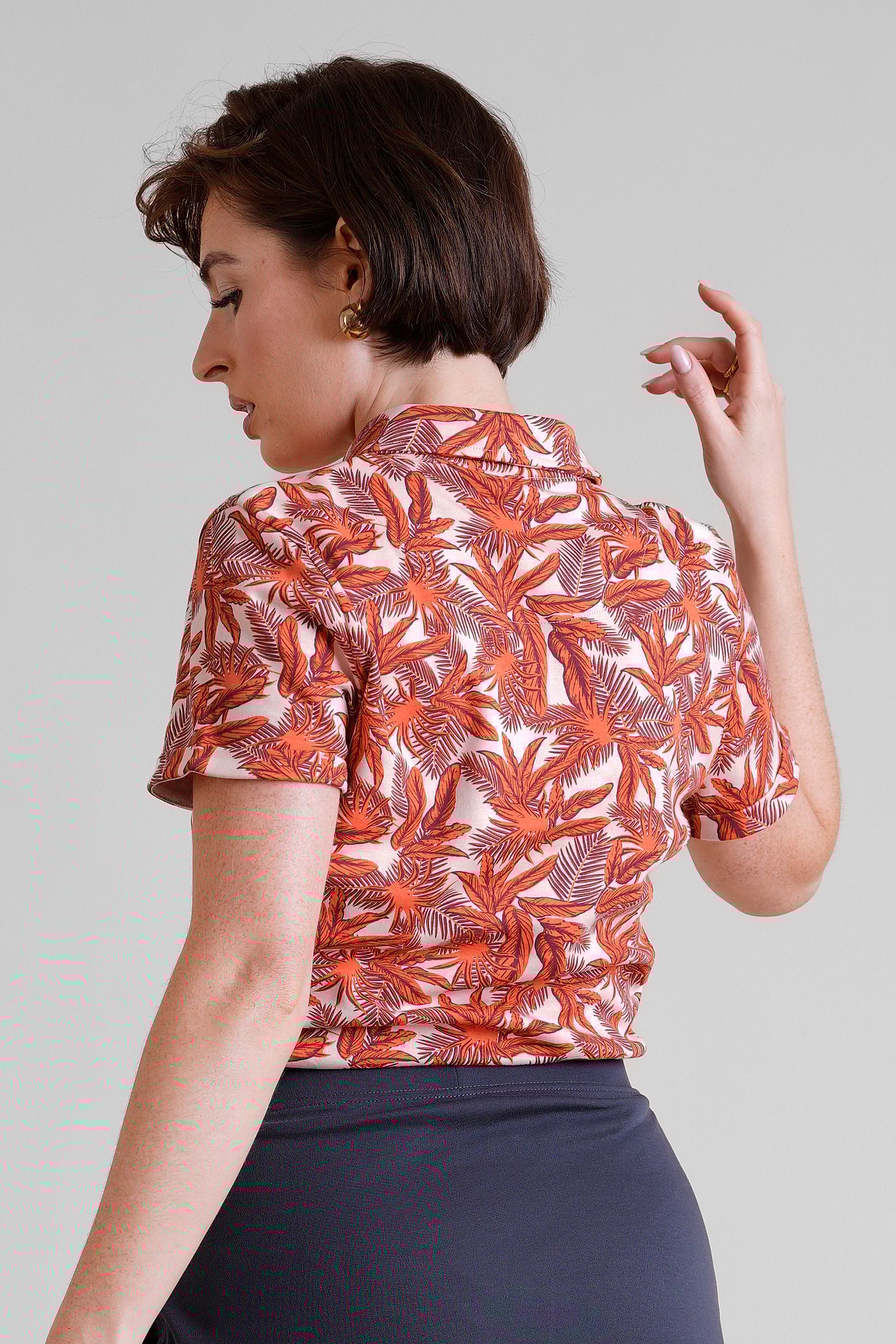 Leaf Printed Semi Crop Shirts
