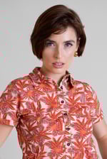 Leaf Printed Semi Crop Shirts