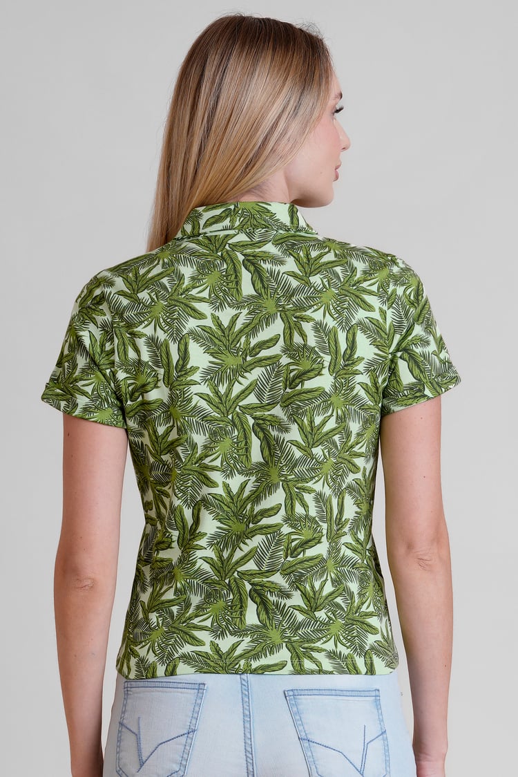 Leaf Printed Semi Crop Shirts