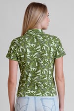 Leaf Printed Semi Crop Shirts