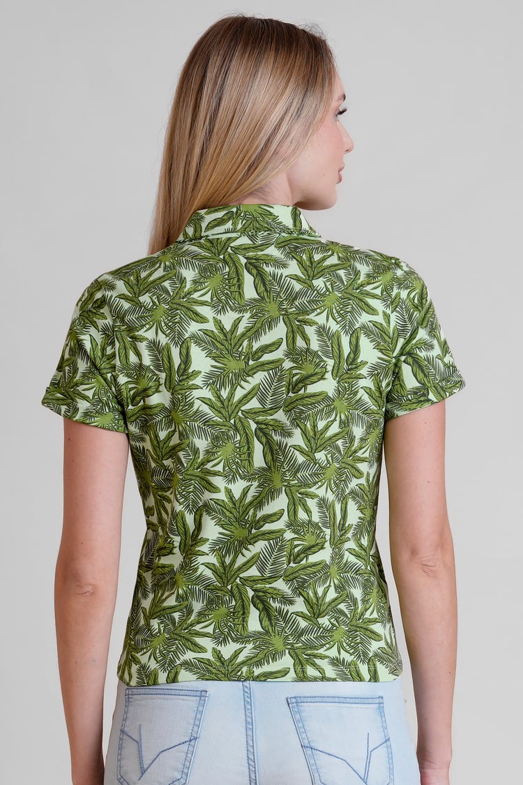 Leaf Printed Semi Crop Shirts