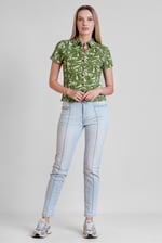 Leaf Printed Semi Crop Shirts