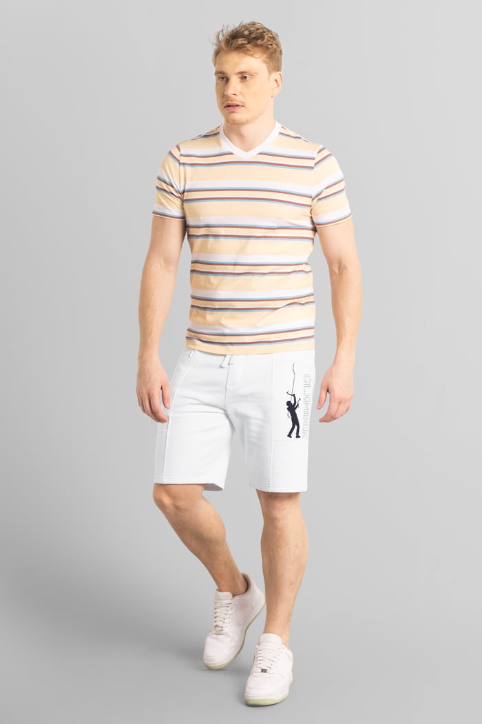 Mens Brush Back Fleece Printed Shorts