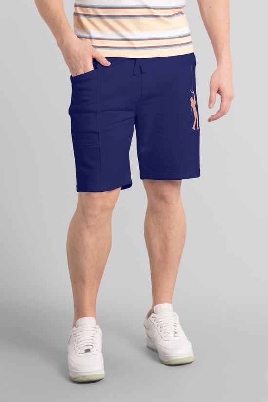 Mens Brush Back Fleece Printed Shorts