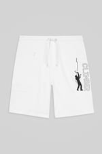 Mens Brush Back Fleece Printed Shorts