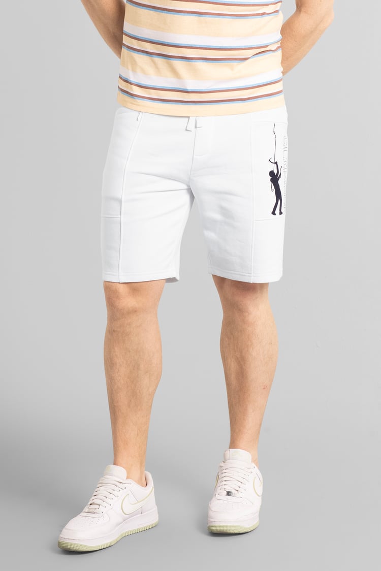 Mens Brush Back Fleece Printed Shorts