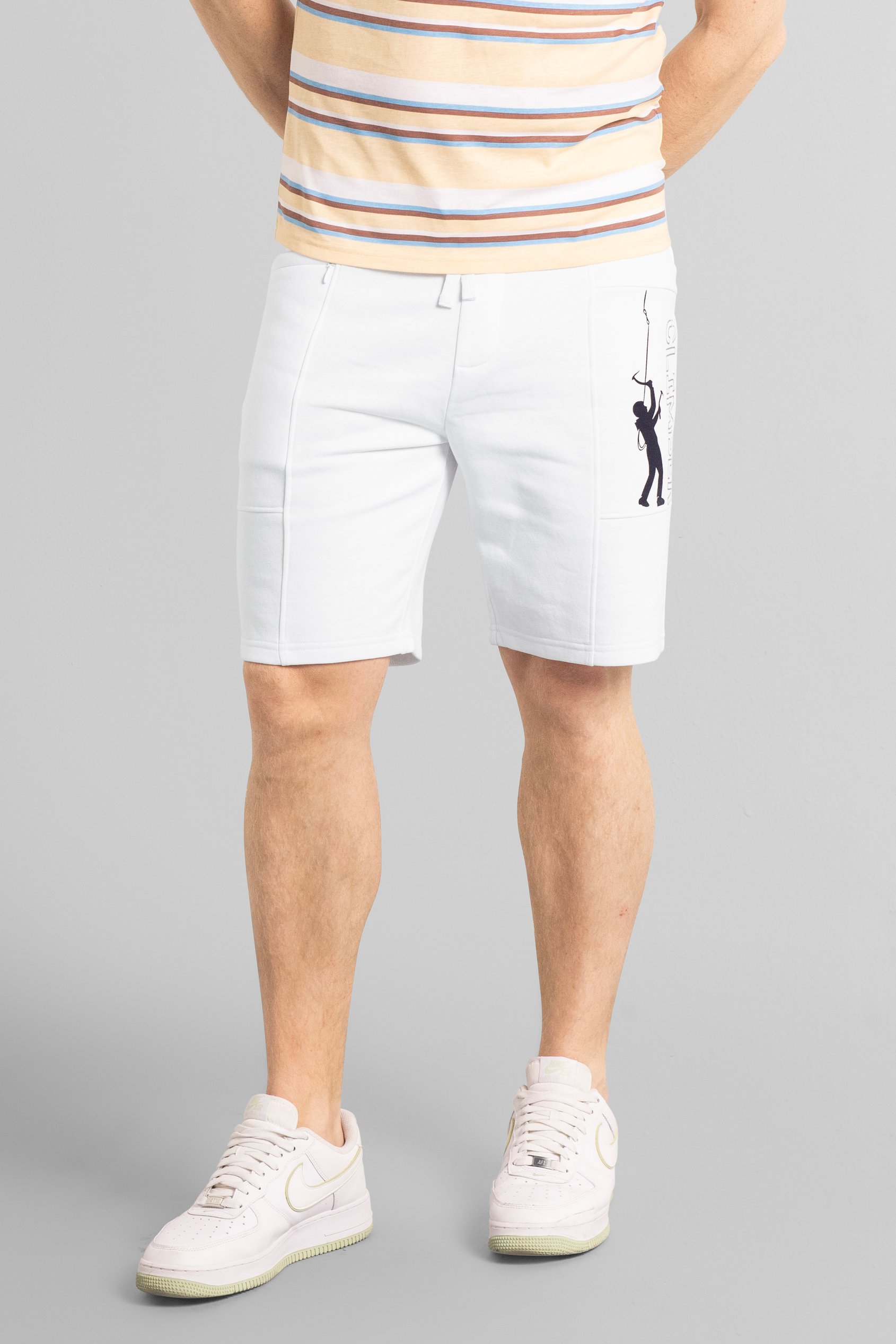 Mens Brush Back Fleece Printed Shorts