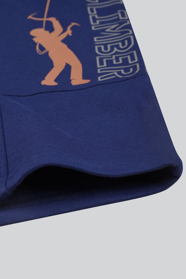 Mens Brush Back Fleece Printed Shorts