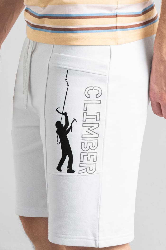 Mens Brush Back Fleece Printed Shorts