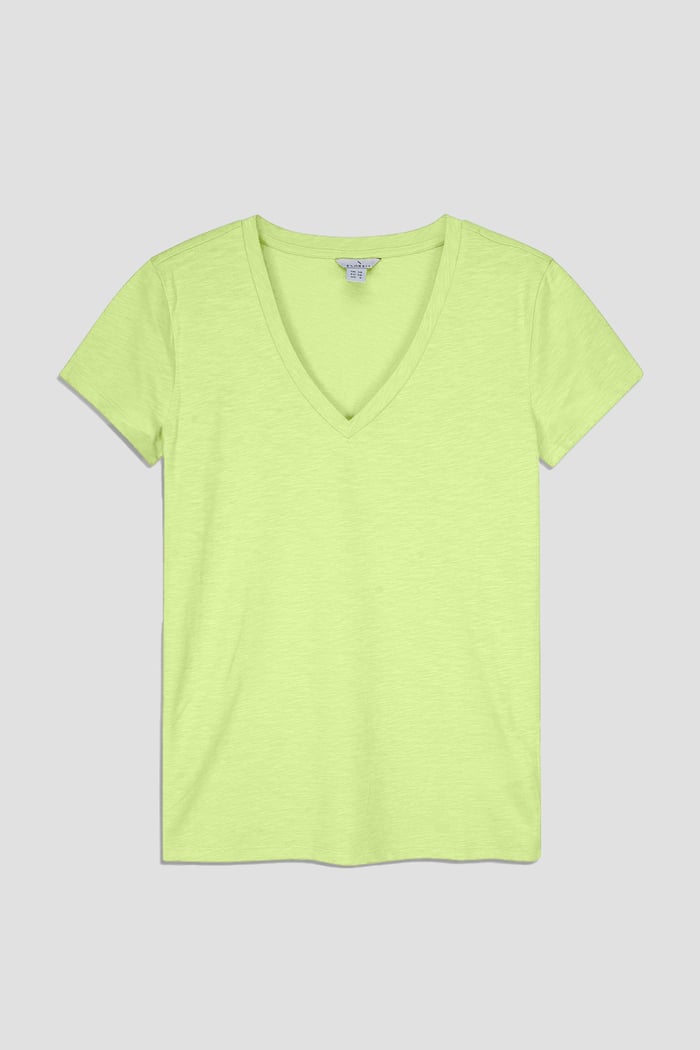 V-Neck Short Sleeve Slub T-Shirt
