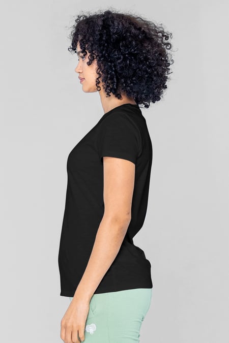 Black V-Neck Short Sleeve Slub T-Shirt