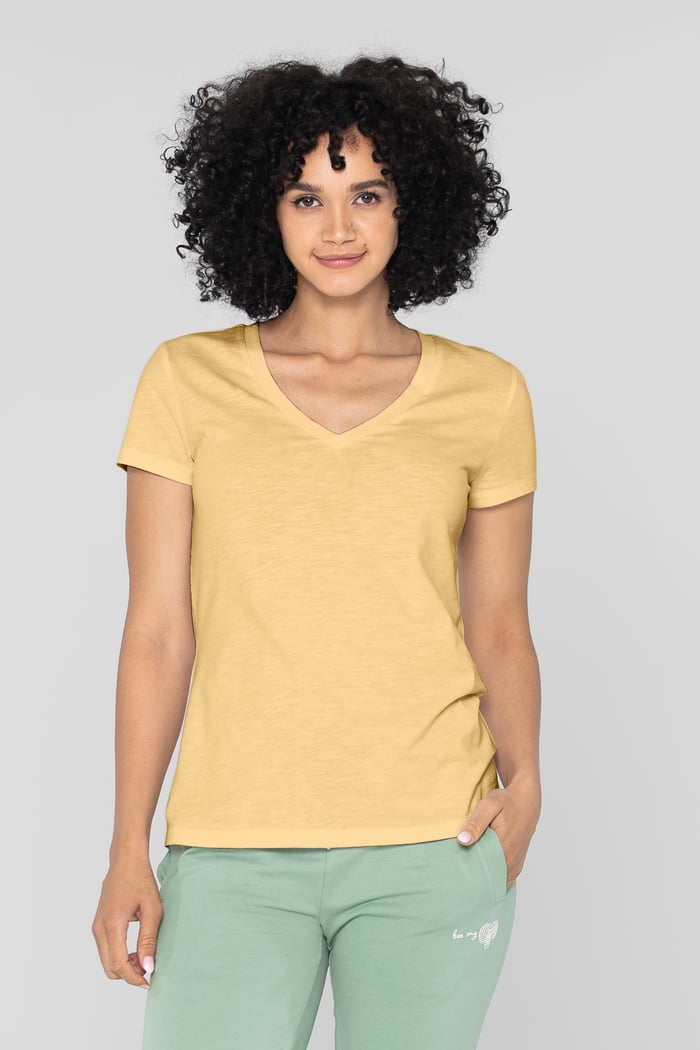 V-Neck Short Sleeve Slub T-Shirt