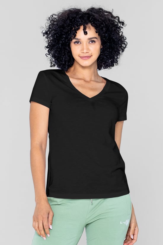 V-Neck Short Sleeve Slub T-Shirt