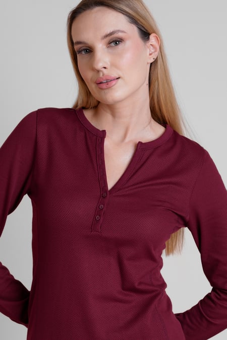 Maroon Lightweight Snow Cuff Lounge Tops
